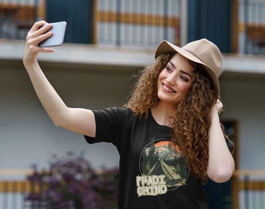 tee-mockup-of-a-woman-taking-a-selfie-on-the-street-m13209-r-el2