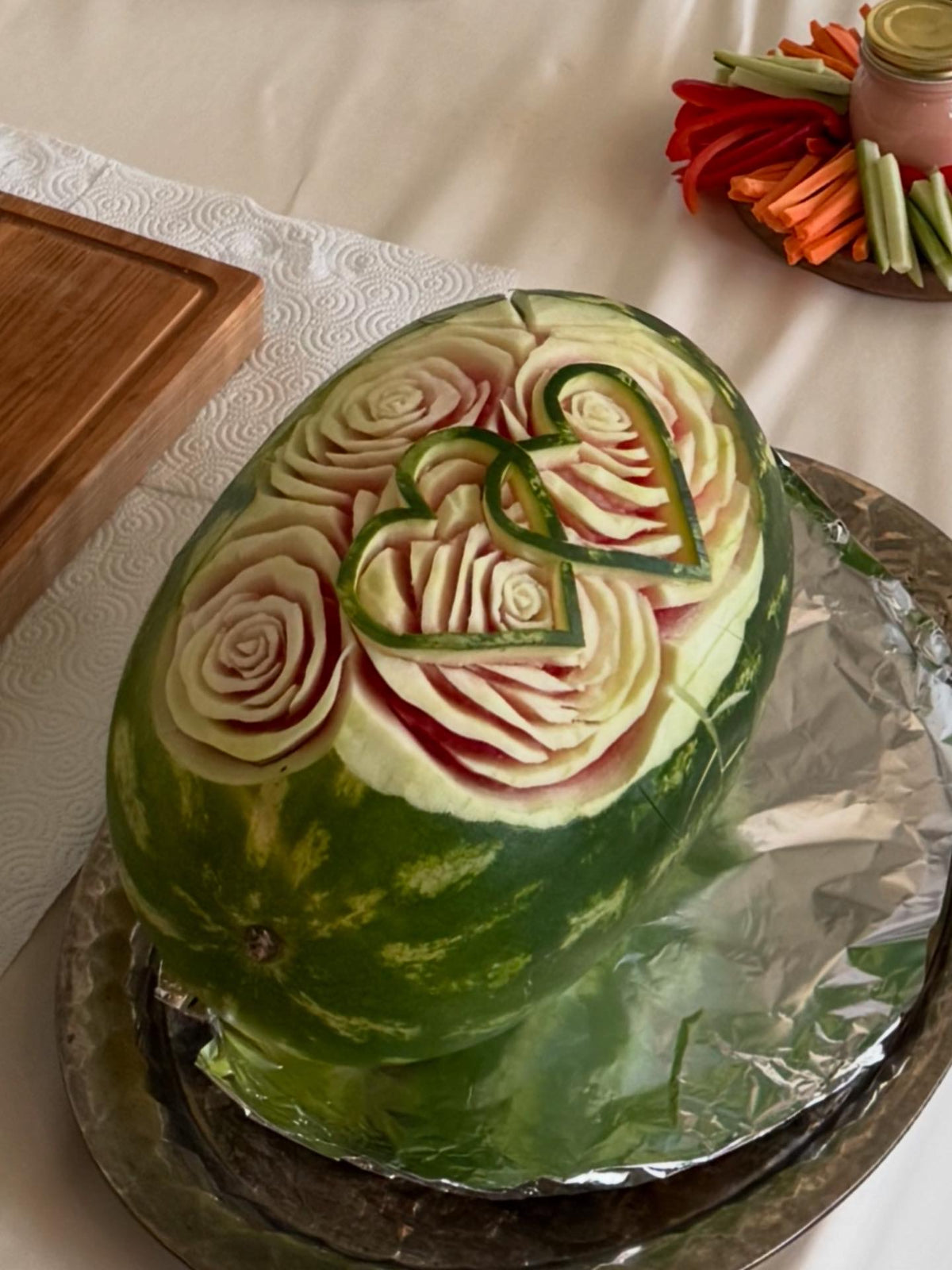 Geschnitzte Melone als dekorativer Blickfang