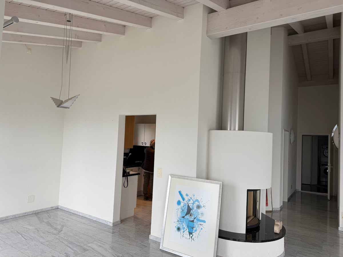 Bestand · Wohnraum mit Kamin vor dem Umbau